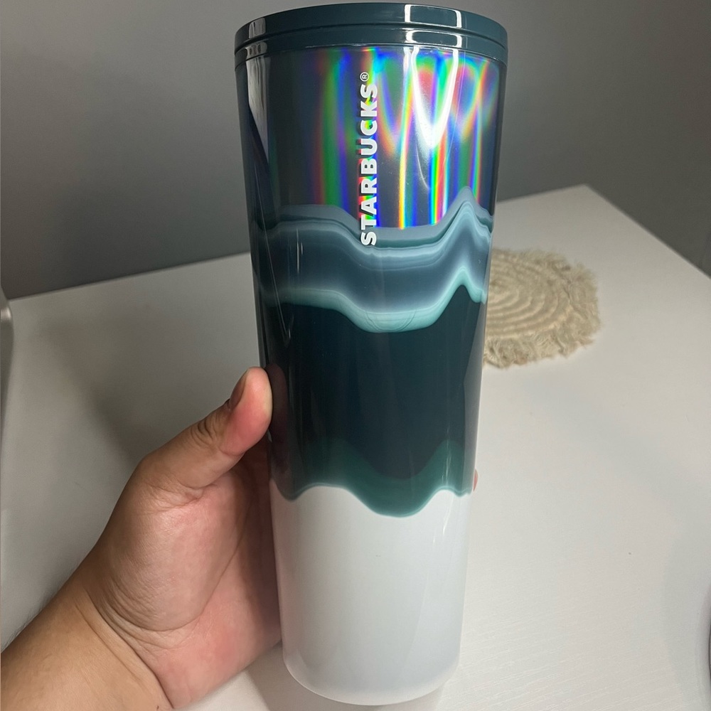 Green + Iridescent Starbucks 24 oz Tumblr